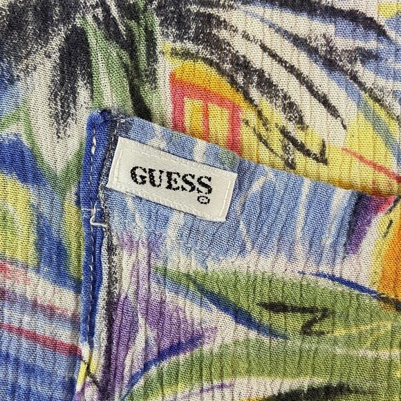 Guess Georges Marciano Button Down Shirt Men's M Colorful Tropical Short Sleeve - Picture 3 of 6